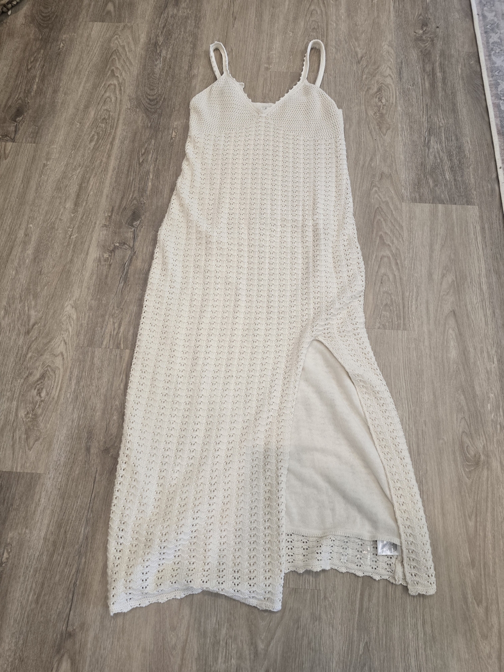 Z Supply Cream Crochet Maxi Dress with Side Slit